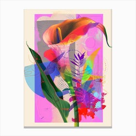 Calla Lily 3 Neon Flower Collage Canvas Print