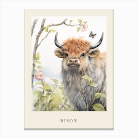 Beatrix Potter Inspired  Animal Watercolour Bison 2 Canvas Print