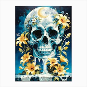 Surrealist Floral Skull Painting (4) Canvas Print