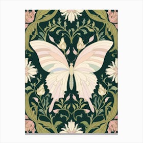 Floral Pattern With A Butterfly Style William Morris Canvas Print