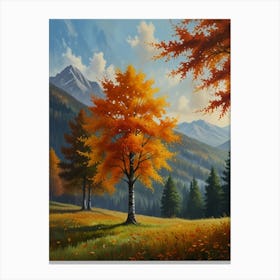 Autumn Trees In The Mountains Canvas Print