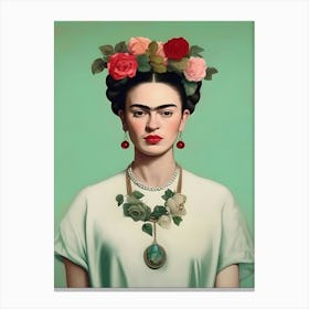 Mint Green Frida Kahlo Painting Canvas Print