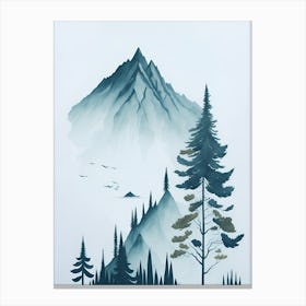 Mountain And Forest In Minimalist Watercolor Vertical Composition 154 Canvas Print