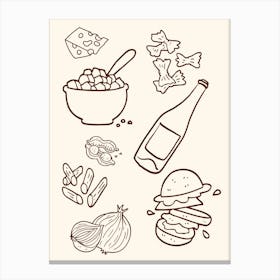 Doodle Food Icons Set Canvas Print