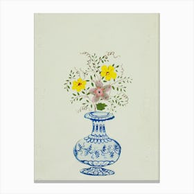 Flowers In A Blue Vase Canvas Print