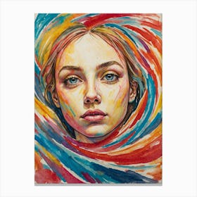 Watercolor Of A Girl Canvas Print