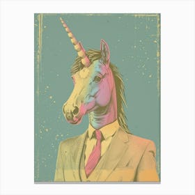 Pastel Unicorn In A Suit 4 Canvas Print