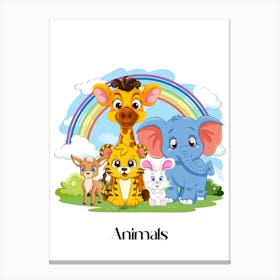 44.Beautiful jungle animals. Fun. Play. Souvenir photo. World Animal Day. Nursery rooms. Children: Decorate the place to make it look more beautiful. Canvas Print