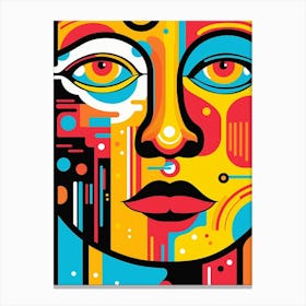 Cyber Geometric Line Illustration Face 4 Canvas Print