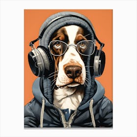 A Basset Hound Dog Wearing Glasses Canvas Print