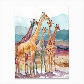 Herd Of Giraffe Earth Tone Watercolour 1 Canvas Print