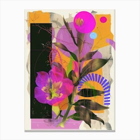 Evening Primrose 1 Neon Flower Collage Canvas Print