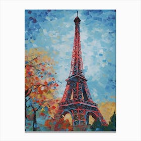 Eiffel Tower Paris France David Hockney Style 7 Canvas Print