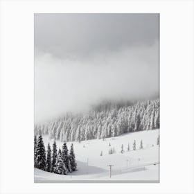 Rusutsu, Japan Black And White Skiing Poster Canvas Print