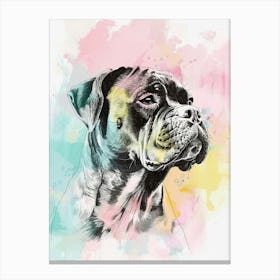 Dogue De Bordeaux Dog Pastel Line Watercolour Illustration  2 Canvas Print