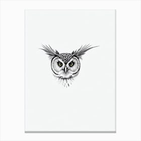 Owl B&W Pencil Drawing 3 Bird Canvas Print
