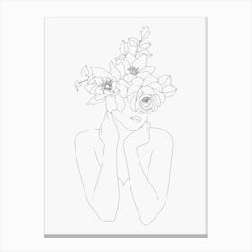 Flower Girl Monoline Asthetic Mnimalist Drawing Canvas Print