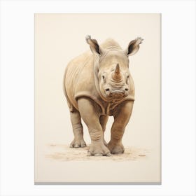 Rhino Walking Through The Landscape Illustration 8 Canvas Print