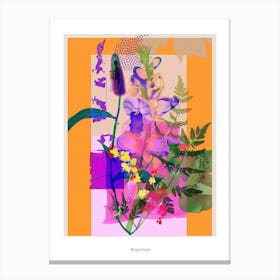 Aconitum 4 Neon Flower Collage Poster Canvas Print