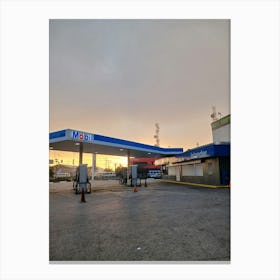 Sunset At A Gas Station Canvas Print