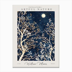 William Morris Night Moon Botanical Exhibition Canvas Print