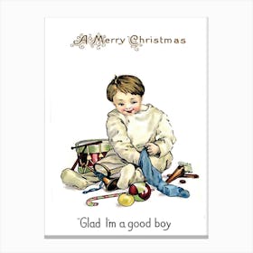 Merry Christmas To A Good Boy Canvas Print