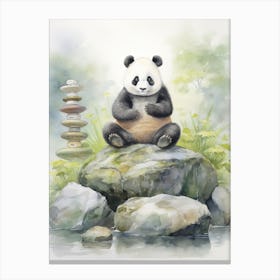 Panda Art Meditating Watercolour 1 Canvas Print
