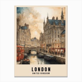 London Travel Poster Vintage United Kingdom Painting (22) Canvas Print
