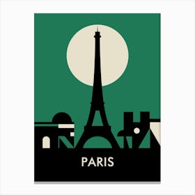 Paris Skyline Green Canvas Print