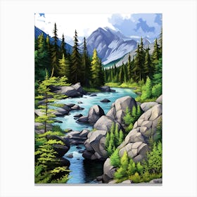 Mountain Stream In The Forest Canvas Print