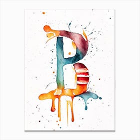 B  Letter, Alphabet Minimalist Watercolour 1 Canvas Print