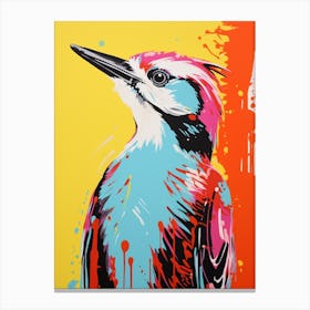 Andy Warhol Style Bird Woodpecker 3 Canvas Print