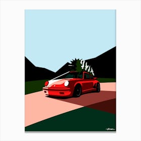 Porsche 911 - Christmas Tree - Retro Classic Red Canvas Print