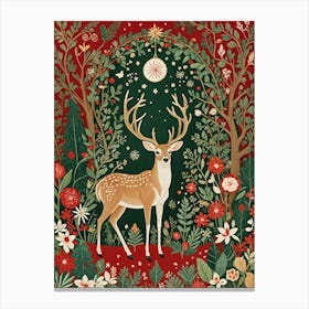 Festive Deer In The Forest Canvas Print