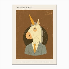 Unicorn In A Suit & Tie Mocha Muted Pastels 4 Poster Canvas Print