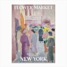 Vintage Flower Market Painting New York 3 Canvas Print