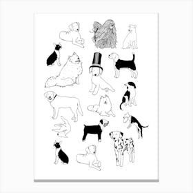 Black And White Dogs Canvas Print