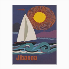 Jibacoa Cuba, Sailboat, Vintage Travel Poster Canvas Print
