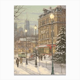 Vintage Winter Illustration Toronto Canada 1 Canvas Print