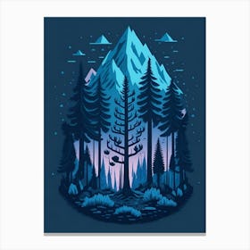 A Fantasy Forest At Night In Blue Theme 14 Canvas Print
