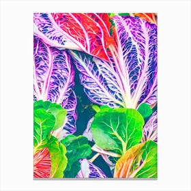 Red Cabbage 2 Risograph Retro Poster vegetable Canvas Print