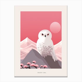 Minimalist Snowy Owl 3 Bird Poster Canvas Print