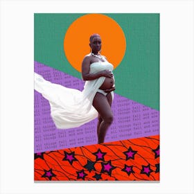 Afrofuturist collage African art comic space spiritual surreal woman pregnancy Canvas Print