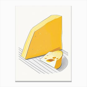 Gruyere Cheese Dairy Food Minimal Line Drawing 2 Canvas Print