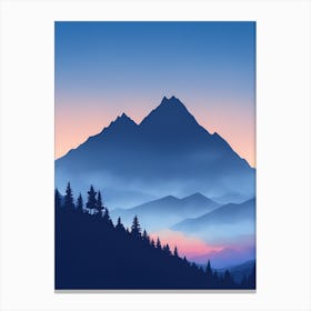 Misty Mountains Vertical Composition In Blue Tone 132 Canvas Print