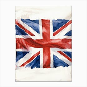 An Authoritative Watercolor Render Of The Distinguished United Kingdom Flag With Its Deep Red Cross (1) Canvas Print