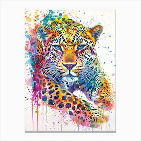 Leopard Colourful Watercolour 3 Canvas Print