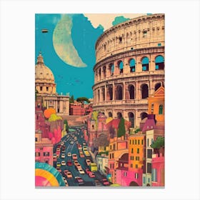 Rome   Retro Collage Style 2 Canvas Print