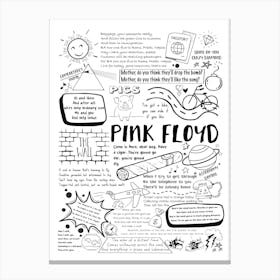 Pink Floyd Doodle Lyrics Canvas Print