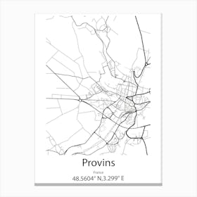 Provins,France Minimalist Map Canvas Print